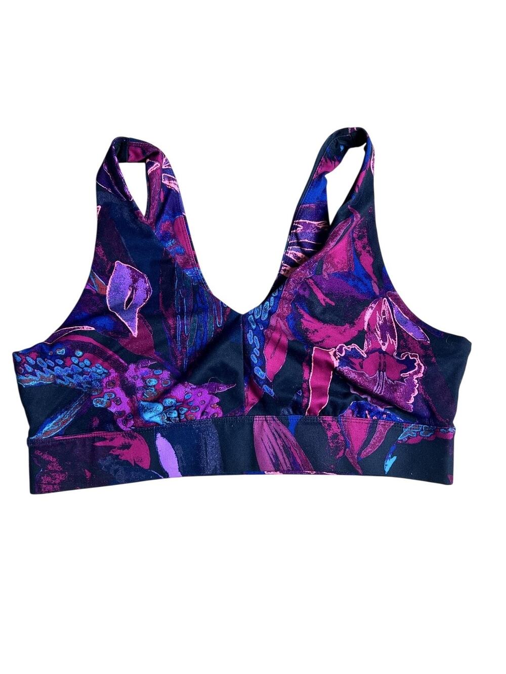 All In Motion Bra Womens XL Multicolor Floral Sports Bra Racerback Stretch - Picture 1 of 5